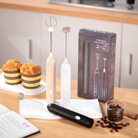 Khaki Electric Milk Frother Handheld - USB Rechargeable Milk Foamer with 2 Whisks - Perfect for Coffee, Lattes, Cappuccinos & More thumbnail