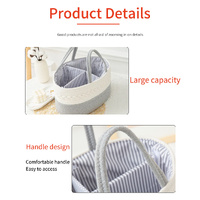 White Stylish Cotton Rope Basket for Clothing & Toys - Woven Storage Organizer, 38x23x18cm thumbnail