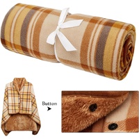 Blue and White Stripes 100x140cm Wearable Fleece Blanket - Soft, Warm & Anti-Pilling, Stylish Plaid Design thumbnail