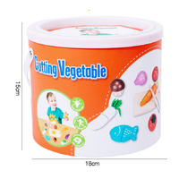 Kids Wooden Vegetable Cutting Toy Set - 18x15cm, Includes Knife, Fish, Carrot, Tomato & More thumbnail