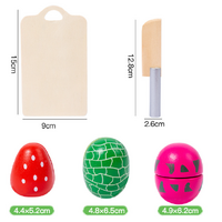 Kids Wooden Fruit Cutting Toy Set - 8 Fruits, Knife, and Cutting Board, 18x15cm Storage Container thumbnail