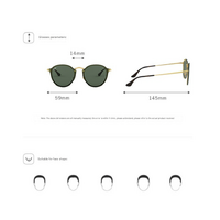 Gold Frame Gradient Blue Round Sunglasses - Classic Retro Unisex Sunglasses for Driving & Everyday Wear thumbnail