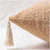 White Modern Minimalist Velvet Pillow Covers - Tassel Accent Cushion Covers - 45x45cm (Set of 2) thumbnail