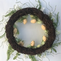 Elegant 45cm Easter Wreath - Vibrant Egg and Floral Design for Festive Door Decor thumbnail