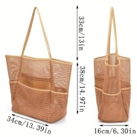 Brown Double Layer Mesh Beach Bag - Large Capacity thumbnail