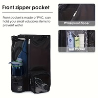 Black Mesh Drawstring Swim Backpack with Wet Bag - Durable Beach Gym Bag for Wet Gear thumbnail