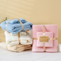 Pink Solid Color Diagonal Stripe Towel Set-Luxurious Bath and Hand Towels for Home Use Bath towel 140*70cm, face towel 75*35cm thumbnail