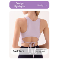 Purple Summer Elastic Running Sports Vest with Padded Bra, Sleeveless Yoga Tank Top - M Size thumbnail