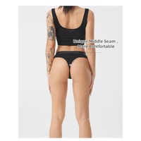 4 pcs Women's Sexy Low-Waist Cotton Thong Underwear, Size L thumbnail