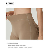 Khaki High-Waisted Yoga Shorts with Pockets for Women – Butt-Lifting, Breathable, and Comfortable Activewear S thumbnail