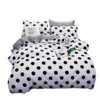 Black Polka Dot Premium Three-Piece Bedding Set - Comfortable Polyester with Adjustable Corner Straps (Quilt Cover 265*230CM + Pillowcase 51*76CM*2) thumbnail