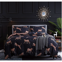 Black leopard print Three-Piece Bedding Set - Comfortable Polyester with Adjustable Corner Straps (Quilt Cover 265*230CM + Pillowcase 51*76CM*2) thumbnail