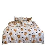 Cartoon Bear 4-Piece Bedding Set with Comforter and Pillowcases for Kids - Soft and Cute Bed Linen (Comforter 150x200cm, Bed Sheet 160x230cm, Pillowca thumbnail