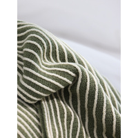 Green Cozy Knit Throw Blanket with Fringe - Stylish Striped  Bed End Cover, 127x220CM thumbnail