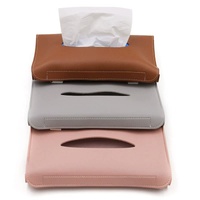 2 pcs Brown Car Sun Visor Tissue Holder - PU Leather Napkin Dispenser for Vehicle Interior thumbnail