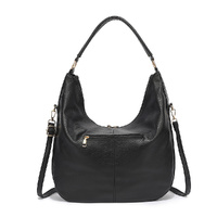 Black Faux Leather Hobo Bag - Large Shoulder Tote w/Coin Purse thumbnail