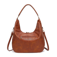 Brown Faux Leather Hobo Bag - Large Shoulder Tote w/Coin Purse thumbnail