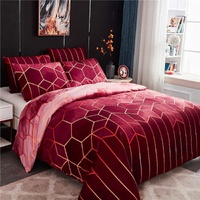Geometric Print Duvet Cover - 3 Piece Red Ombre Bedding Set Quilt cover 230X265cm-Pillowcase 51X92cm thumbnail