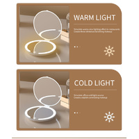 Khaki Portable LED Makeup Mirror with Tricolor Lights - Rechargeable Folding Travel Mirror thumbnail