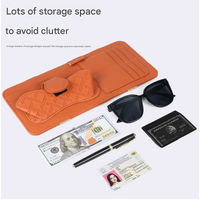 Brown Car Organizer - Sun Visor Clip with Sunglasses Holder, Card Holder, Cash Pocket thumbnail