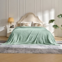 Grey Soft Flannel Jacquard Throw Blanket - Cozy Sofa & Bed Cover, Air Conditioning Blanket, 50 x 60 Inches, Elegant Solid Color thumbnail