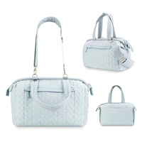 Blue Quilted Pattern Large Capacity Mummy Bag - Stylish Baby Diaper Bag for Moms, Baby Stroller Bag with Multiple Compartments thumbnail
