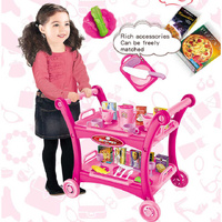 Pink Children's Pretend Play Kitchen Cart Set with Toys - Roleplay Cooking Set with Accessories - Educational Toy for Kids thumbnail