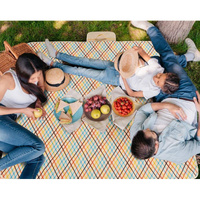 Red Stripes Stitching Premium Picnic Mat - Extra Thick & Waterproof Oxford Cloth Camping Blanket - 145x180cm thumbnail