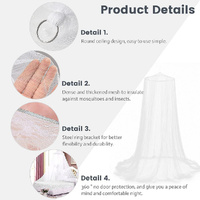 Pink Hanging Princess Bed Canopy Mosquito Net - Dome Bedding for Dorm Rooms & Bedrooms (Fits 1.5m-1.8m Beds) thumbnail