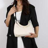 Off White Women's Trendy PU Leather Shoulder Bag - Fashionable Underarm Hobo Bag with Adjustable Strap thumbnail