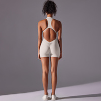 Size M White Gray High-Impact Seamless Bodysuit - Nude Feel Yoga & Fitness Romper thumbnail