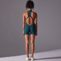 Size M Dark Green High-Impact Seamless Bodysuit - Nude Feel Yoga & Fitness Romper thumbnail