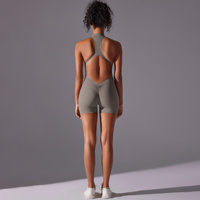 Size L Grey High-Impact Seamless Bodysuit - Nude Feel Yoga & Fitness Romper thumbnail