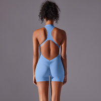 Size L Light Blue High-Impact Seamless Bodysuit - Nude Feel Yoga & Fitness Romper thumbnail