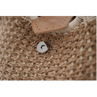 Off White Boho Circle Straw Bag - Stylish Woven Tote with Round Handles thumbnail
