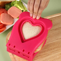 3 Pcs Pink Heart Sandwich Maker Sealer - DIY Toast Pocket Bread Cutter & Sealer Mold (PP + 304 Stainless Steel) thumbnail