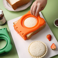3 Pcs Red Round Sandwich Sealer & Cutter - Safe Hand Guard Design, DIY Pocket Bread Mold thumbnail