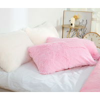 Claret Faux Fur Pillowcase Set - Crystal Velvet Plush Throw Pillow Covers, Bedding Accent (50x70cm, Pair) thumbnail
