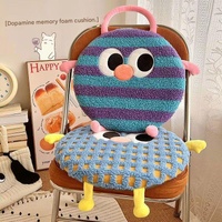 Purple Plaid Cute Cartoon Round Memory Foam Seat Cushion - Detachable & Washable thumbnail