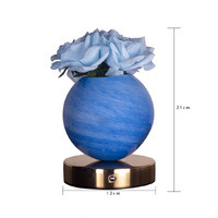 Blue Dreamy Rose Planet Lamp Night Light - Elegant 21cm USB-Charged 3-Color Touch Dimming Decor Gift thumbnail