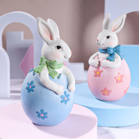 Pink Easter Rabbit Egg Resin Decoration - Charming Festive Gift for Kids' Rooms and Holidays thumbnail