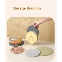 Six-color set of 6 Premium Silicone Round Heat-Resistant Pad - 20cm Durable Kitchen Pot Mat with Anti-Slip Design(With tripod) thumbnail