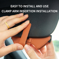 2 Pcs Orange Car Sun Visor Glasses Holder Clip with Dual Magnetic Clamps - PU Leather, Anti-Slip, and Multi-Functional Storage thumbnail
