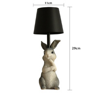 Pink Bunny White Lampshade Adorable Rabbit Resin Table Lamp - 3-Color LED, USB Rechargeable, Touch Dimming thumbnail