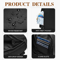 Black Trendy Waterproof Sling Bag - Lightweight Crossbody Chest Pack, Adjustable Strap thumbnail
