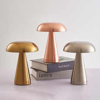 Silver Metal Mushroom Table Lamp - Rechargeable Touch Control Ambient Light with Remote thumbnail