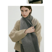 Green Luxury Striped Suede-Feel Scarf - Soft and Warm for All Seasons thumbnail