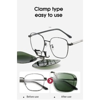 2 Pcs Grey Polarized Clip-On Sunglasses - Day & Night Use, Frameless Polygon Design for Fishing & Driving thumbnail