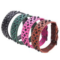 Size L Pink 1 pack Stylish PU Leather Dog Collar with Spikes - Adjustable, Durable & Comfortable for Medium to Large Breeds thumbnail