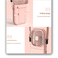 White and blue combination Portable Handheld Fan with Neck Strap & Phone Stand thumbnail